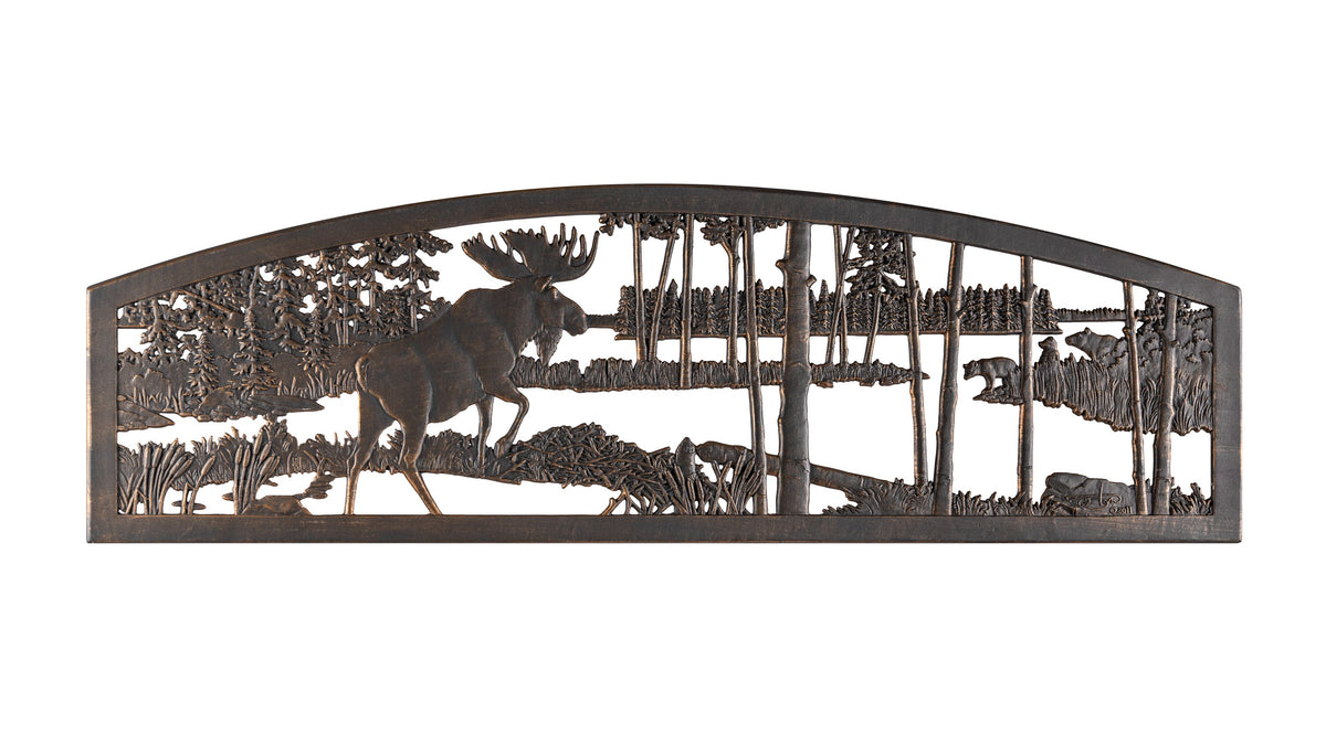 Cast Iron Moose Bear Glider Bench designed by Painted Sky Designs