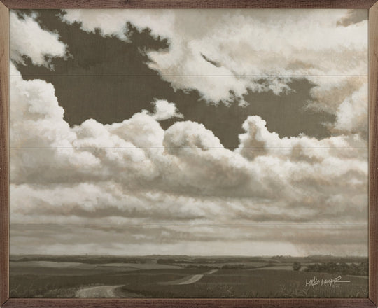 Cloudy Afternoon Wood Print on Solid Hardwood