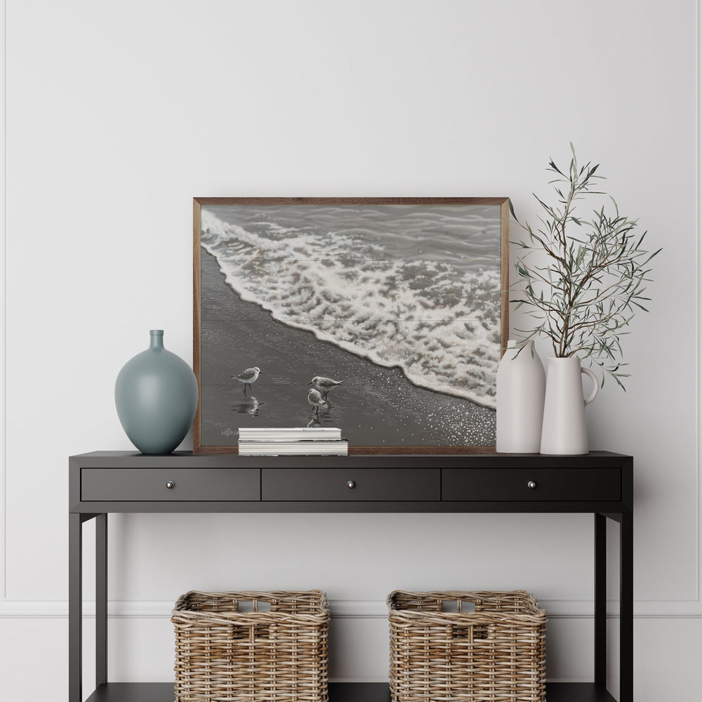 Shorebirds By Painted Sky on Solid Hardwood