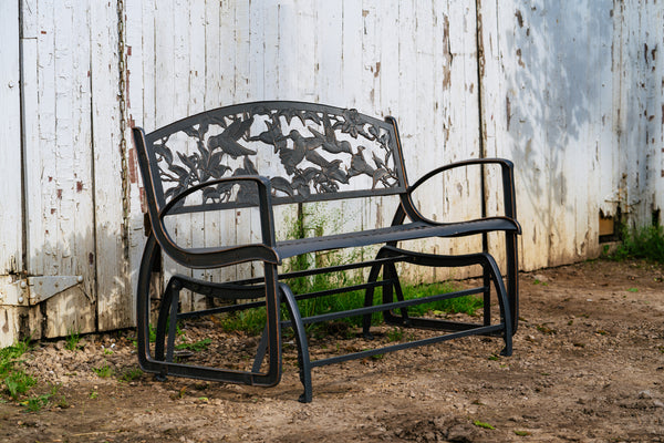 Outdoor metal glider bench sale