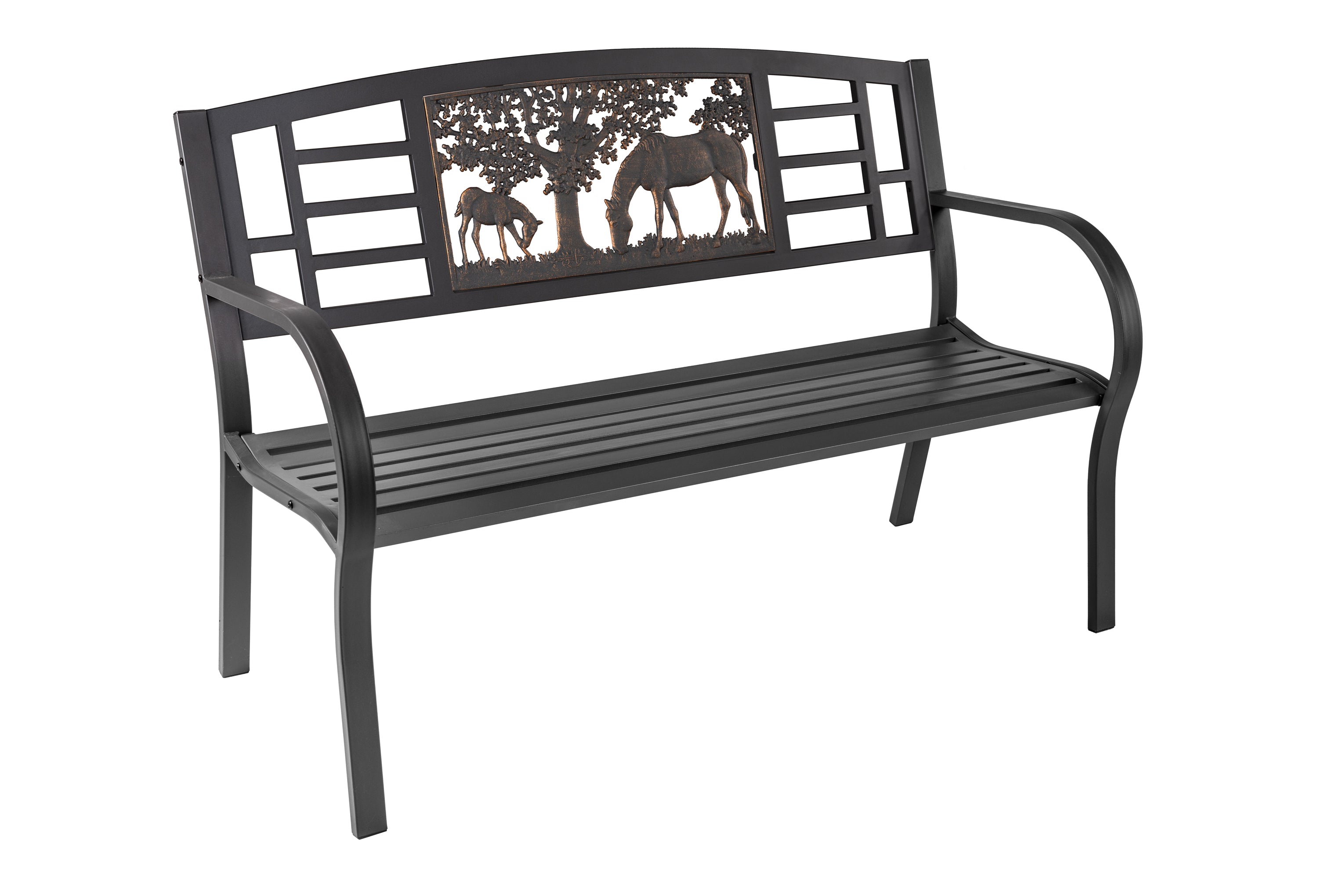 Gray Steel Horse Bench